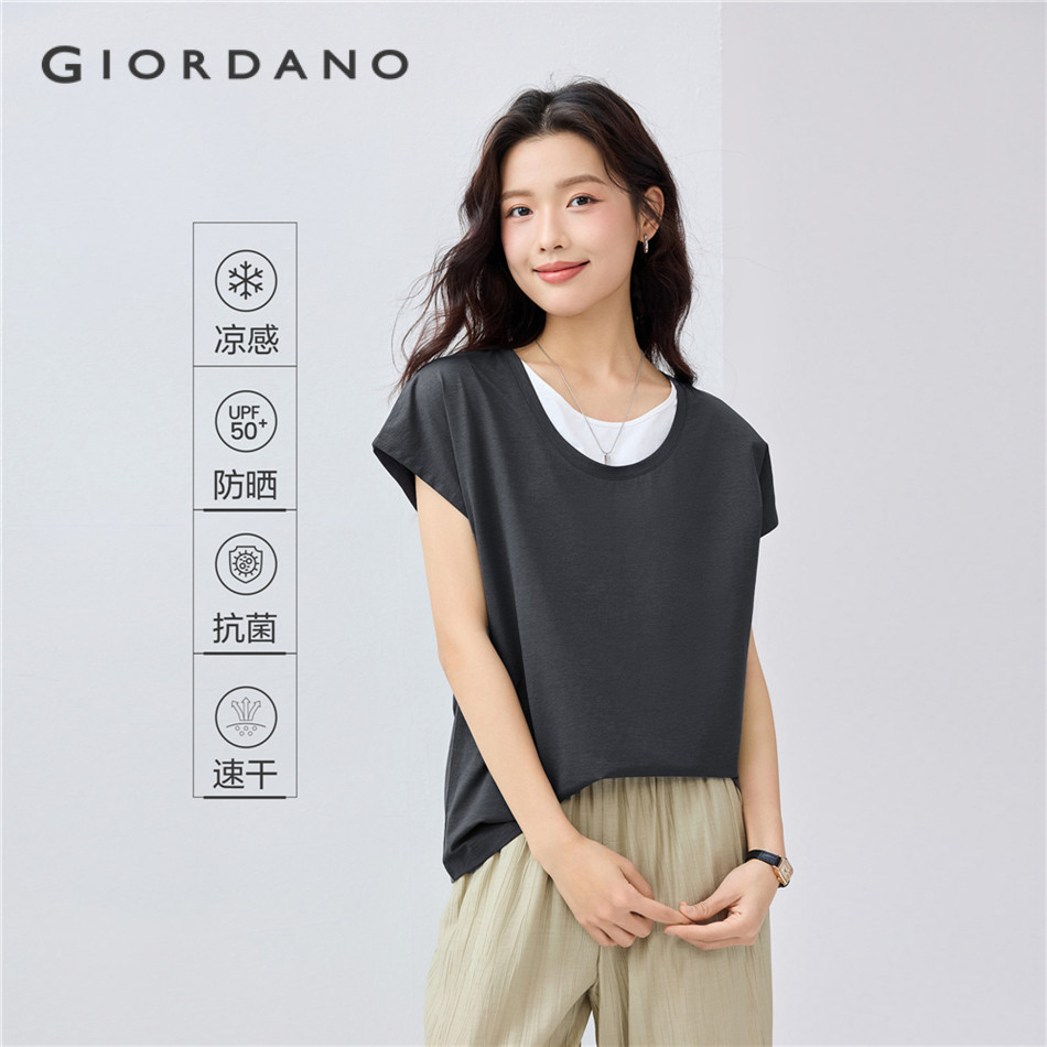 GIORDANO WOMEN Ice cooling fake 2-piece short sleeve tee 05325444