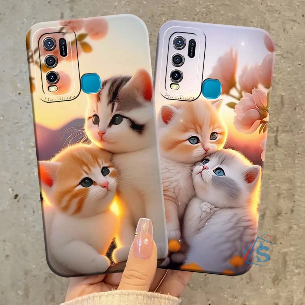 HP [SHARK CASE ] Softcase Vivo Y30 Y30i Y50 Y51 Y51A Y53S 2020 full Color Anabul Cat Motif อินเทรนด์