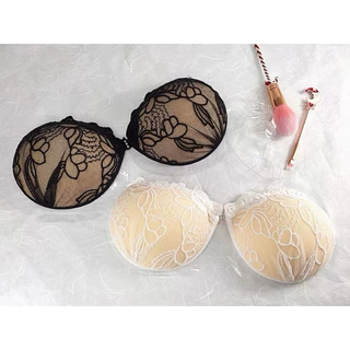 PrettyLady Shop (7211)บราลูกไม้ กันน้ำไม่หลุก บราปีกนก​ ดันทรง​หนา พร้อมสายใส มีกาวอยู่ในตัว ฟองน้ำหนา 3 ซม