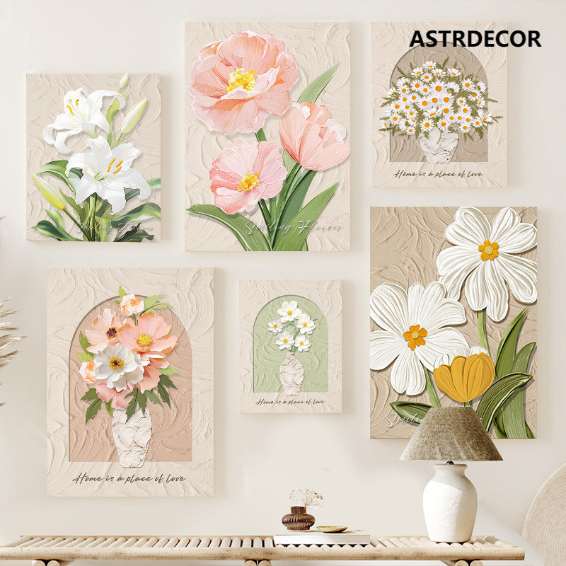 ทิวลิปลิลลี่โปสเตอร์ตกแต่งห้องนอนผ้าใบอบอุ่นภาพวาดภาพวาดสีน้ํามันรูปดอกไม้ห้องนอนตกแต่งผนังห้องนั่งเล่นผนังศิลปะ