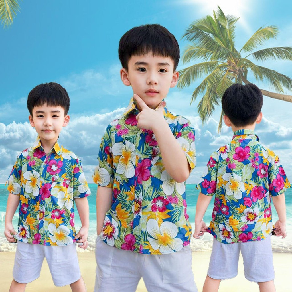 เสื้อเชิ้ตเด็ก ลายดอก ผ้าคอตตอน100% ลายคมชัด ผ้าไม่หด สีไม่ตก