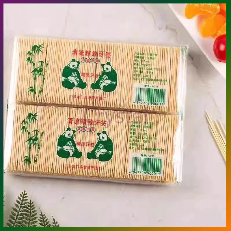 Crystal ไม้จิ้มฟันไม้ไผ่แบบ 2 หัวใช้แล้วทิ้งสำหรับใช้ในครัวเรือน 1 แพ็คมี 200 ชิ้น