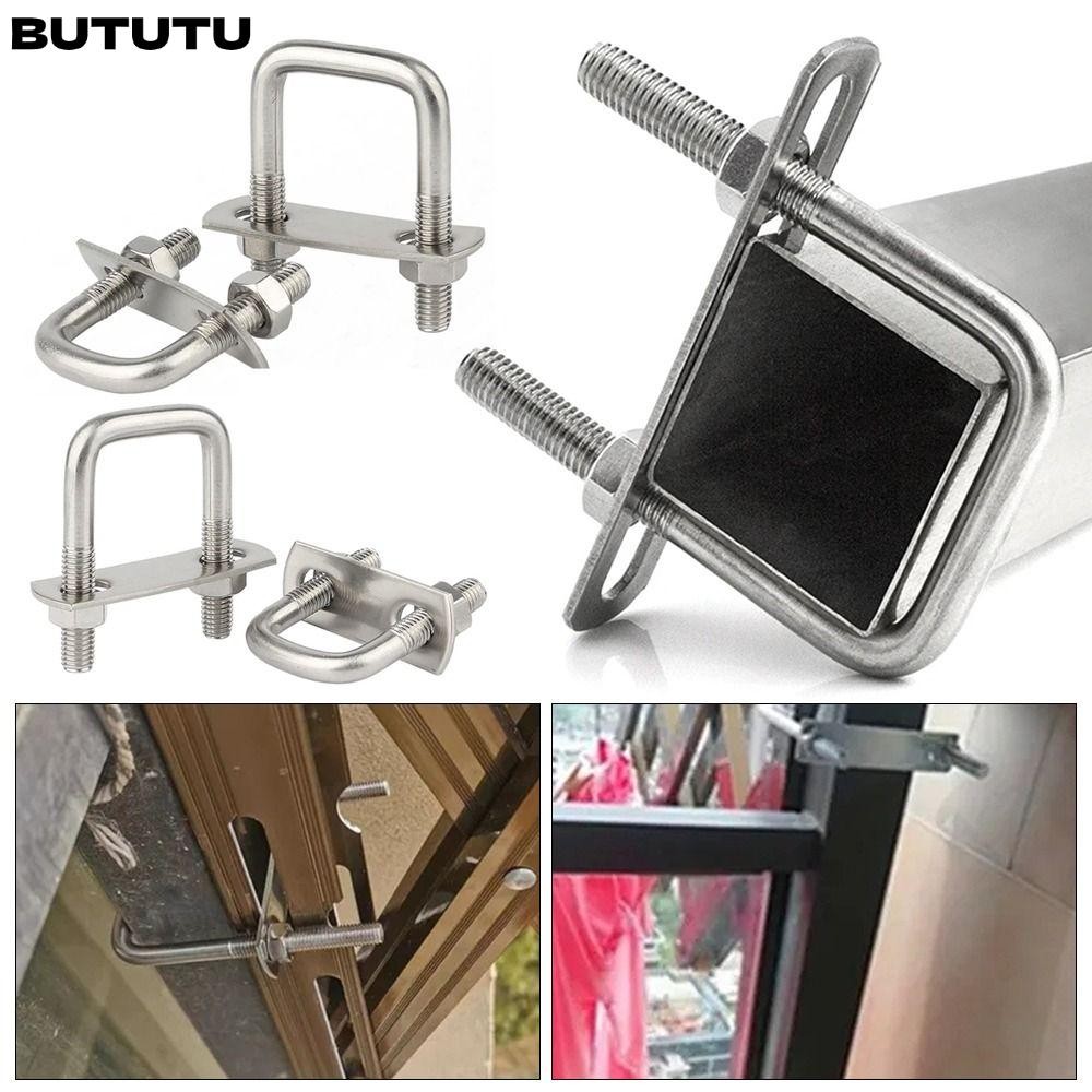 Bututu แคลมป์หนีบท่อ สเตนเลส 304 ทรงสี่เหลี่ยม พร้อมสกรูตัว U M6 ทนทาน 2 ชุด