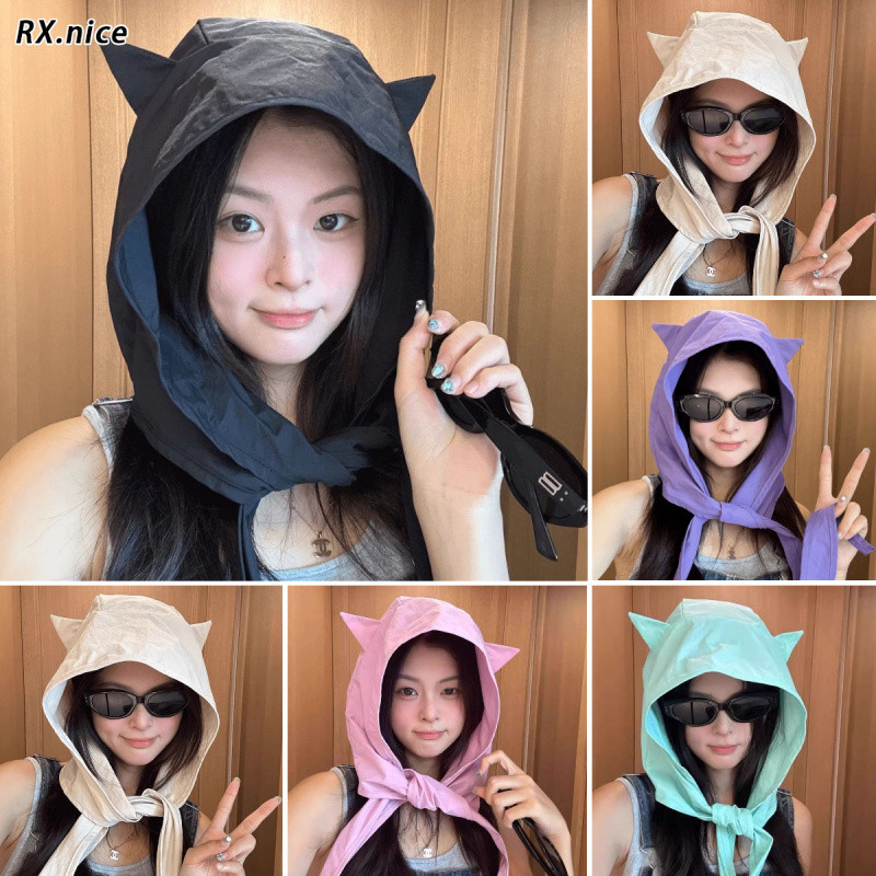 หมวกกันแดดผู้หญิง Little Devil พร้อมสายผูก กันแดดแห้งเร็ว ป้องกันหูและคอ พร้อมผ้าคลุมหัว