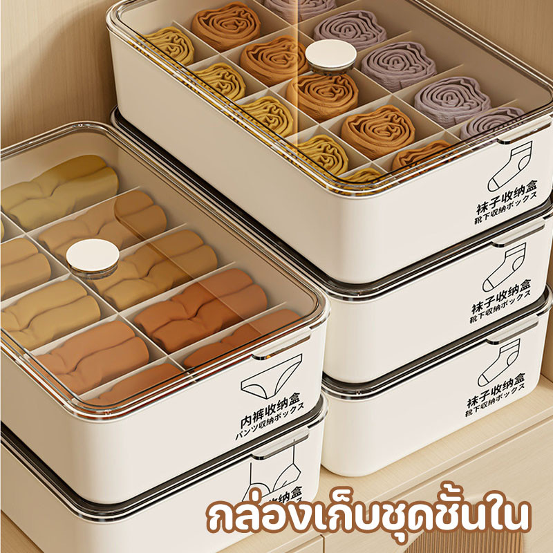กล่องเก็บชุดชั้นใน มีฝาปิด ความจุสูง จัดเก็บสะดวก กันฝุ่นได้ดี กล่องเก็บของอเนกประสงค์