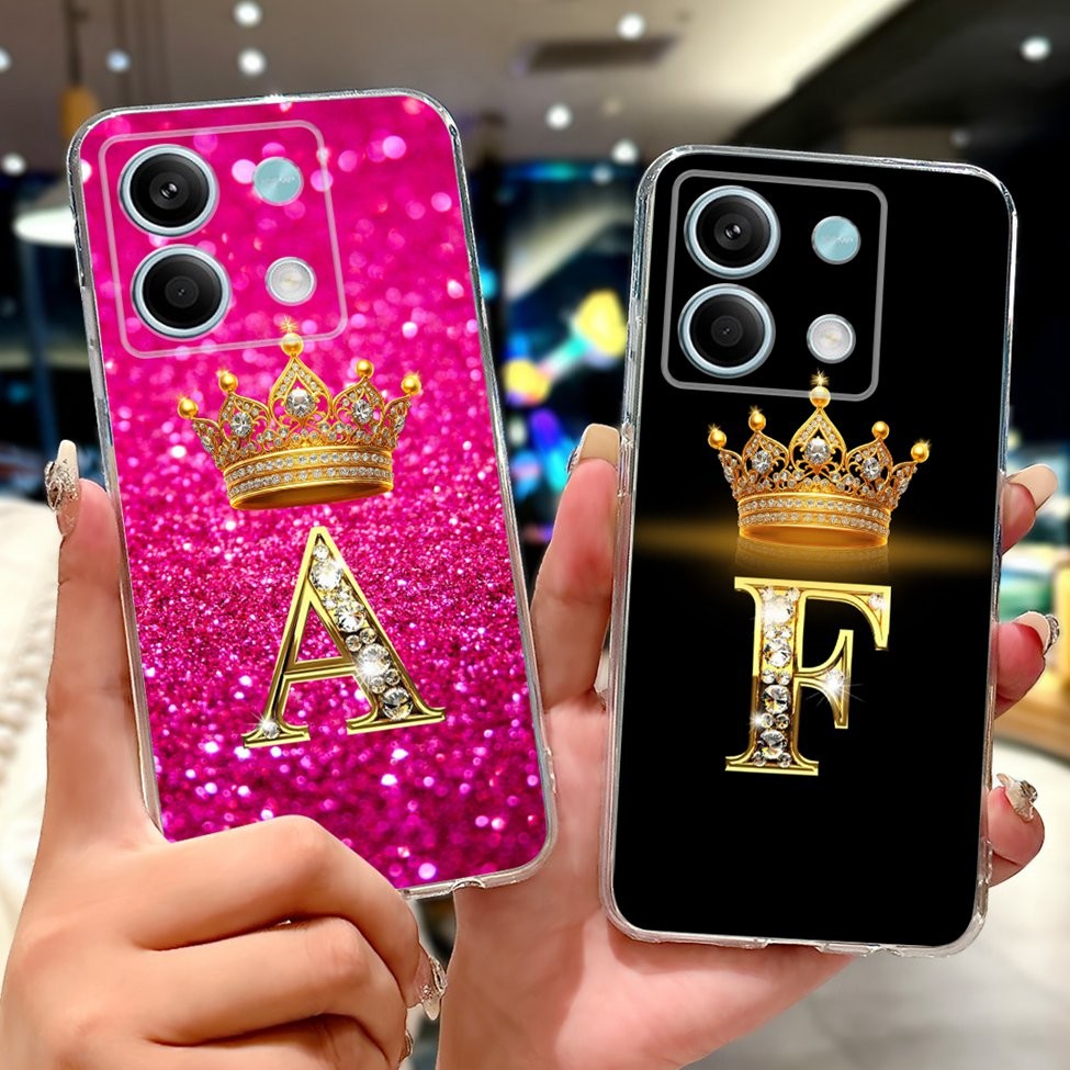 สําหรับ Redmi หมายเหตุ 13 5G กรณี Clear ความงามหรูหรา AZ ตัวอักษรนุ่มปกหลัง 2312DRAABG 2312DRAABI