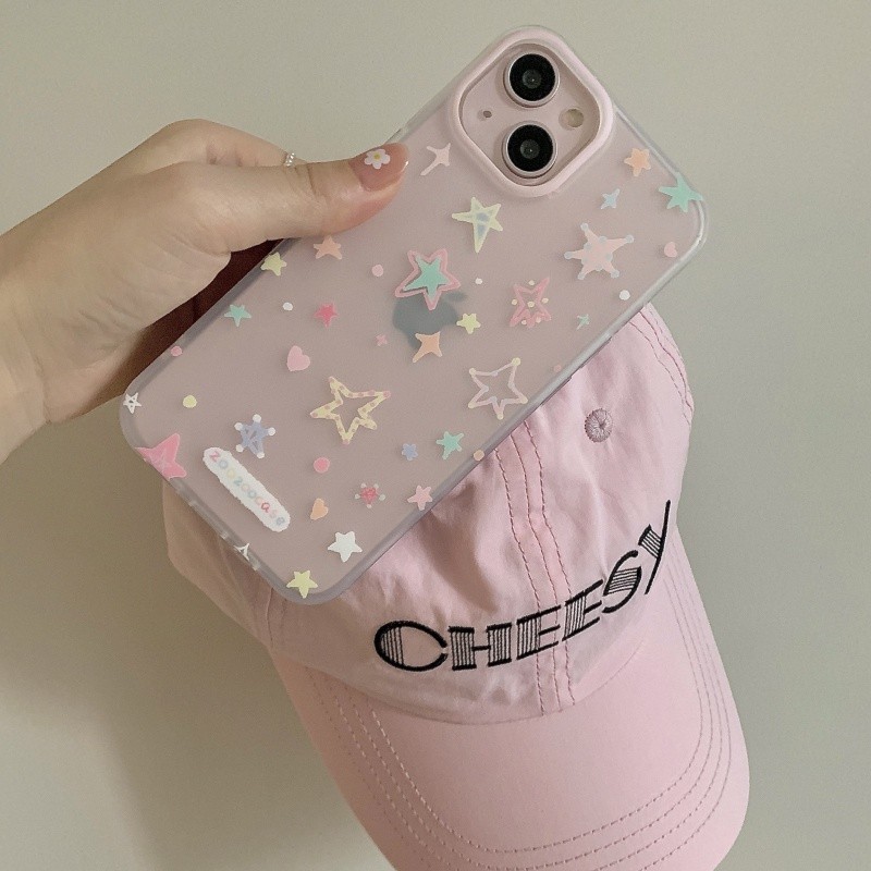 เคสโทรศัพท์มือถือแบบแข็ง ผิวด้าน ลายดาวสี สําหรับ iPhone 12 12Pro 12Promax 13 13Pro 13Promax 14 14Pro 14Promax 15 15Pro 15Promax 14