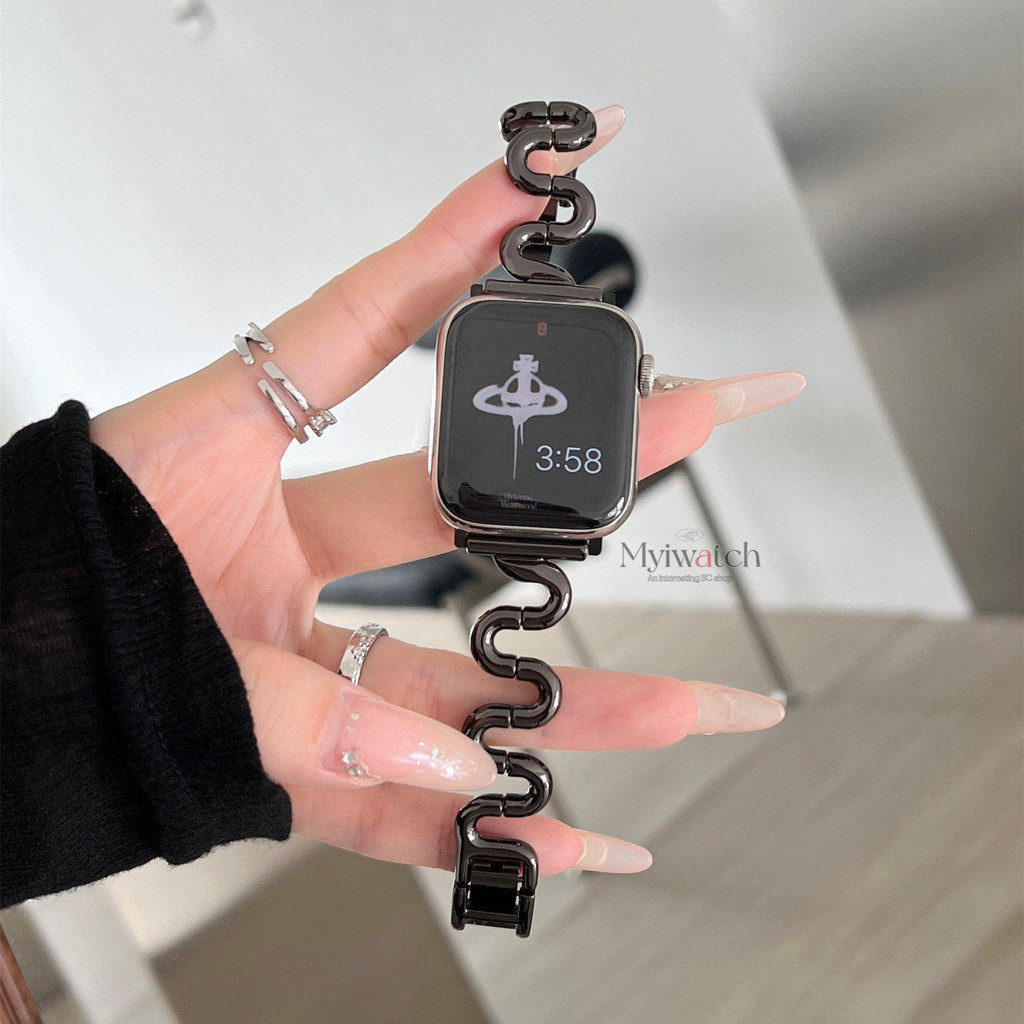 Creative S-shaped สายโลหะสําหรับ iWatch series 11 10 9 8 7 6 SE 5 4 3 2 1 ที่ไม่ซ้ํากัน Casual Design Band สําหรับ iWatch Band 46 มม.49 มม.45 มม.44 มม.41 มม.40 มม.38 มม.42 มม.อุปกรณ์เสริมสวมใส่ - รูปที่ 5