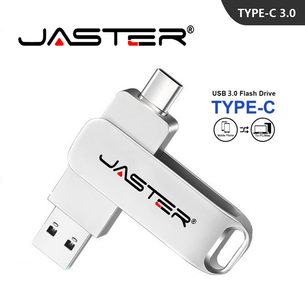 Jaster (COD) แฟลชไดรฟ์ OTG Type-c ของแท้ 128G 64G Usb 3 0 OTG แฟลชไดรฟ์ USB โลหะ กันน้ํา ความเร็วสูง 32GB 16GB 8GB