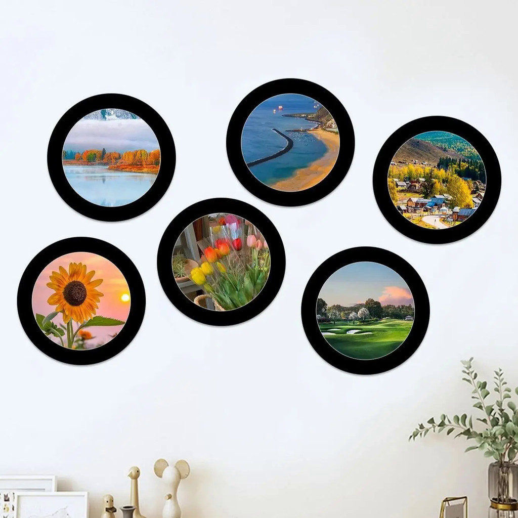 5Pcs Paper Photo Frame Simple Home Decor Round Photo Frame