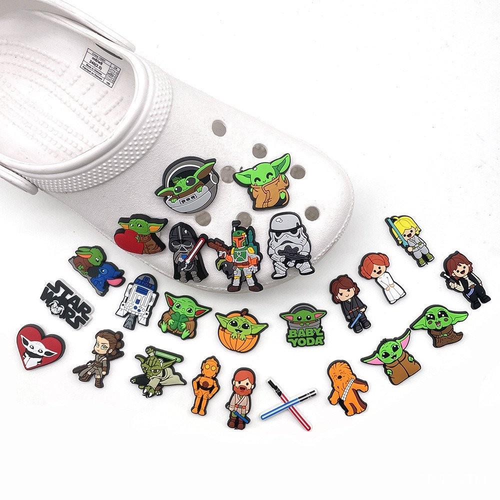 หัวเข็มขัดยาง แบบนิ่ม รูป Star Wars น่ารัก เครื่องประดับ สําหรับตกแต่งรองเท้า Crocs