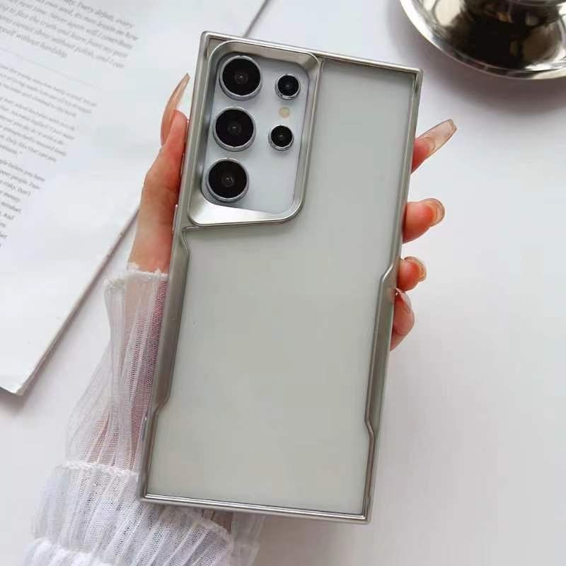 เคสโทรศัพท์มือถือแบบนิ่ม TPU ใส ผิวด้าน กันกระแทก กันรอยกล้อง หรูหรา สําหรับ Samusng S24 S23 Ultra Plus S23FE