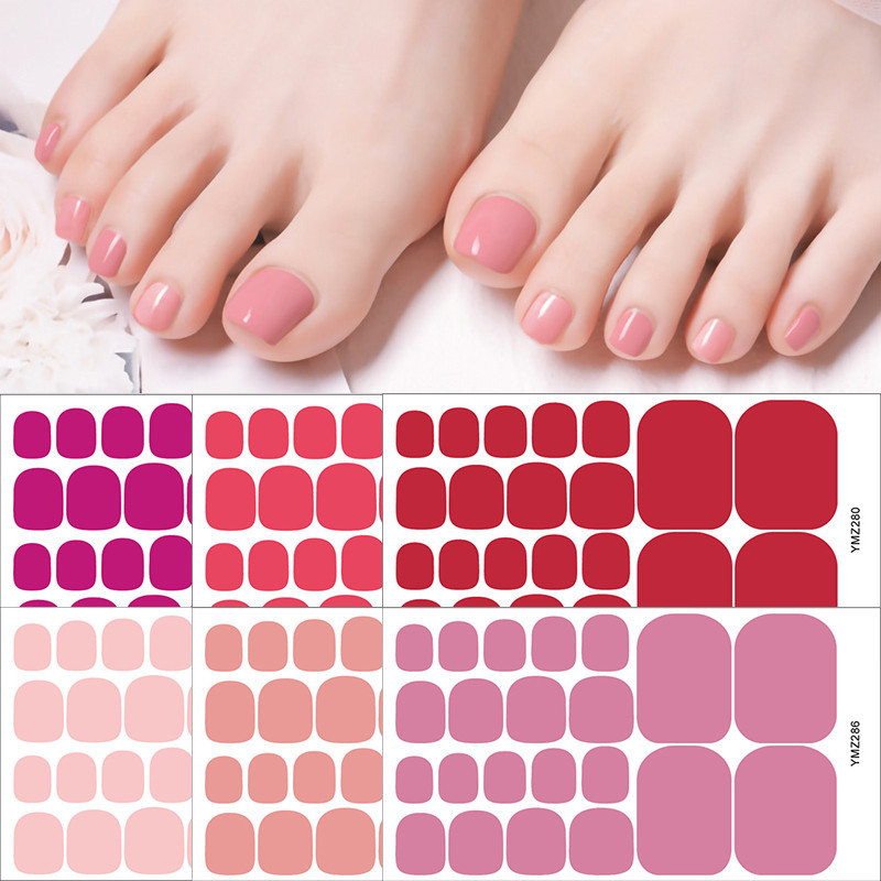 Ur SUGAR สติกเกอร์ติดเล็บเท้า แบบเต็มรูปแบบ ถอดได้ สีนู้ด สําหรับตกแต่งเล็บ Diy