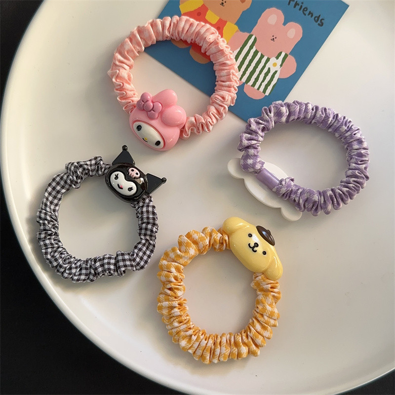 1บาท ที่คาดผมลายสก๊อตการ์ตูน Sanrio เด็กน่ารัก ยางรัดผม เครื่องประดับผมสำหรับเด็กผู้หญิง