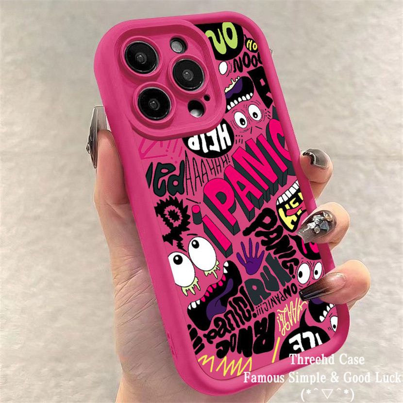 เคสโทรศัพท์มือถือ ผิวด้าน กันกระแทก ลายการ์ตูนมอนสเตอร์กราฟฟิตี้ สีชมพู สําหรับ OPPO A38 A18 A16 A15 A17 A7 A92 A78 A58 A57 A16 A15 A5s A3s A12e A55 A54 A53 A77s A5 A9 A17K A11K