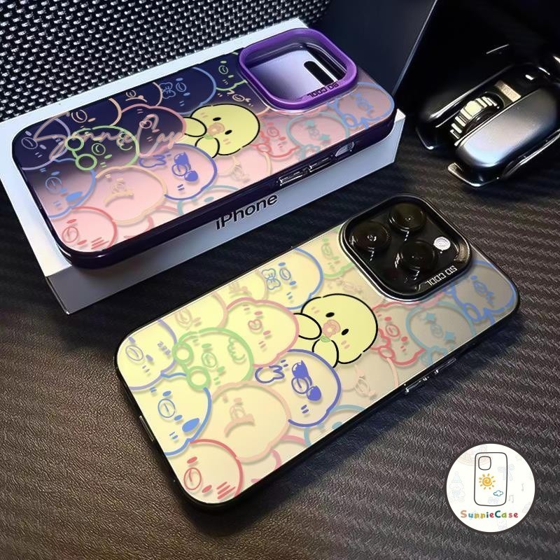 การ์ตูนรักเป็ดตัวเล็กสีเหลืองคู่รักเคส tpu อ่อนใช้ได้กับ iphone 15 XR 11 12 13 14 Pro Max X 15 8 7 14 Plus XS Max
