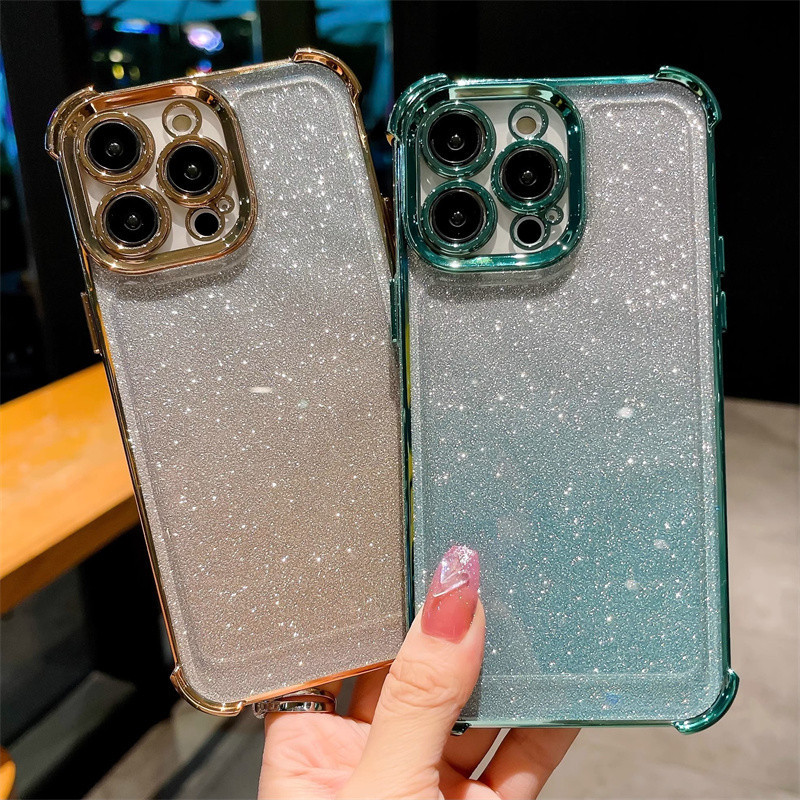 เคสโทรศัพท์มือถือแบบใส กันกระแทก ไล่โทนสี พร้อมตัวป้องกันเลนส์ หรูหรา สําหรับ iPhone 15promax 14promax 13 12 11