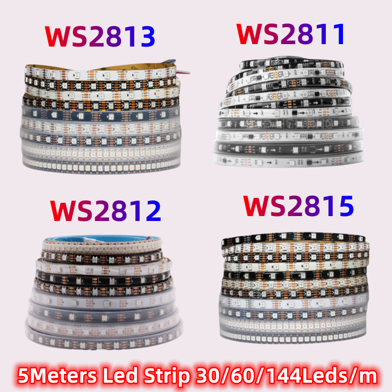 แถบไฟ Led DC5V DC12V WS2811 WS2813 WS2815 WS2812B 30 60 144 5 เมตร
