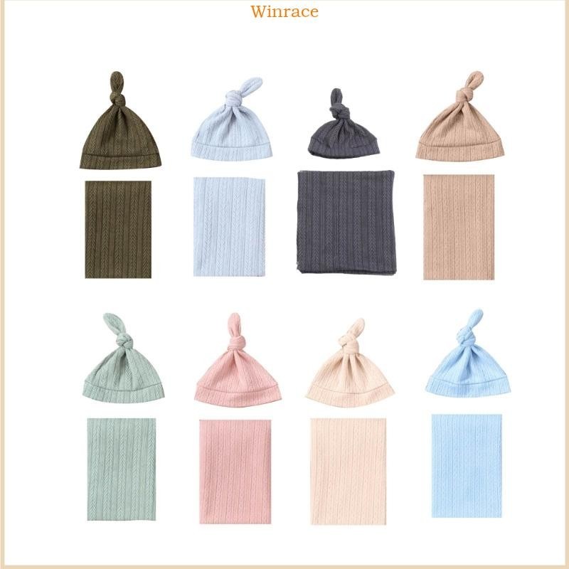 Wrc ผ้าห่ม ผ้าโพกหัว สีพื้น เป็นมิตรกับผิวหนัง พร้อมหมวก สําหรับเด็กทารกแรกเกิด