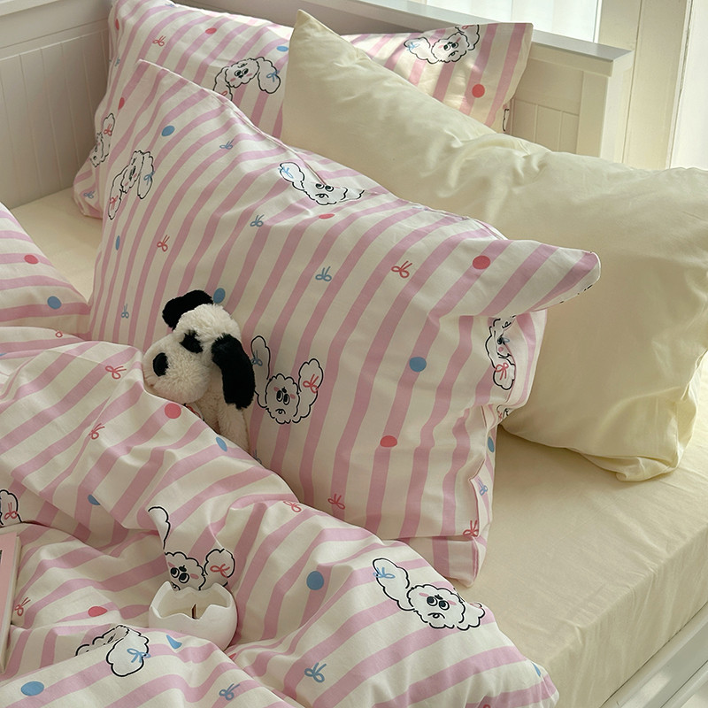 ชุดเครื่องนอน ผ้าปูที่นอน ผ้าฝ้าย 100% ประดับโบว์ สีชมพู ควีนไซซ์ คิงไซซ์ - รูปที่ 5