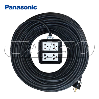 บล็อกยาง 2 ช่อง พร้อมปลั๊กกราวด์ PANASONIC สายไฟหุ้มฉนวน [ 4 x 4 ] ปลั๊กยาง 3 ขาทองเหลือง มีกราวด์