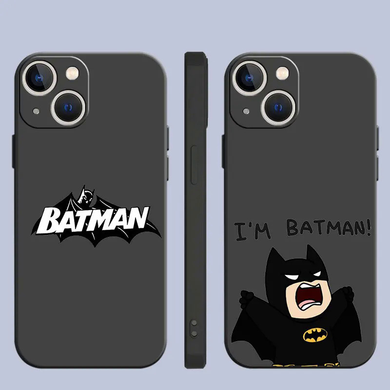 เคสโทรศัพท์มือถือนิ่ม ลาย Marvel Batman สีดํา สําหรับ iPhone 15 Plus 14 13 Pro Max 12 11 X XS XR 7 8 8Plus