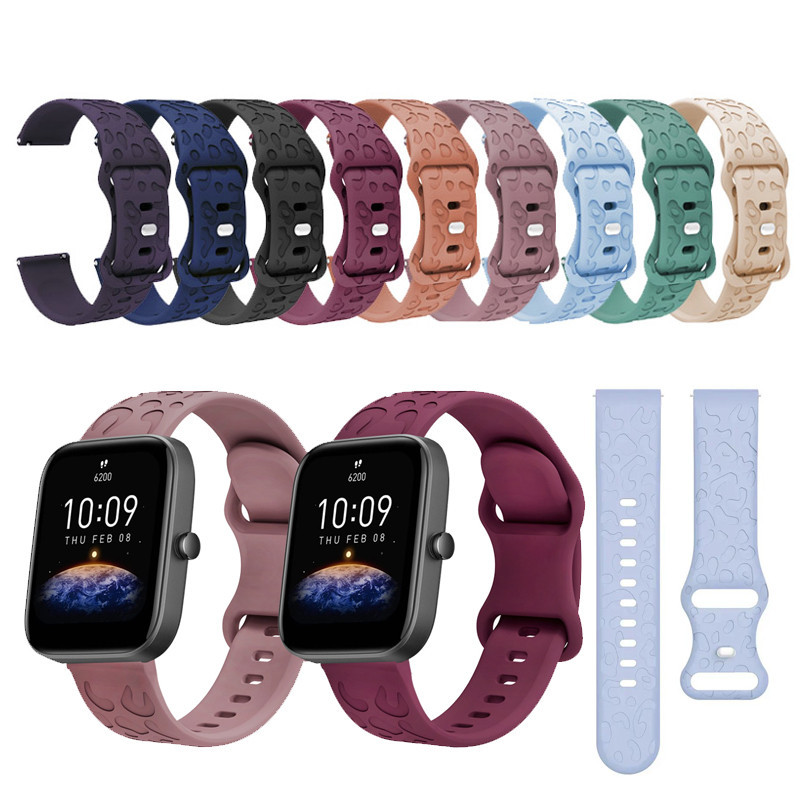 แกะสลักสายรัดเสือดาวสร ้ อยข ้ อมือซิลิโคนสําหรับ Huami Amazfit Bip 3 3pro Bip S lite Bip U pro Bip 5Pro