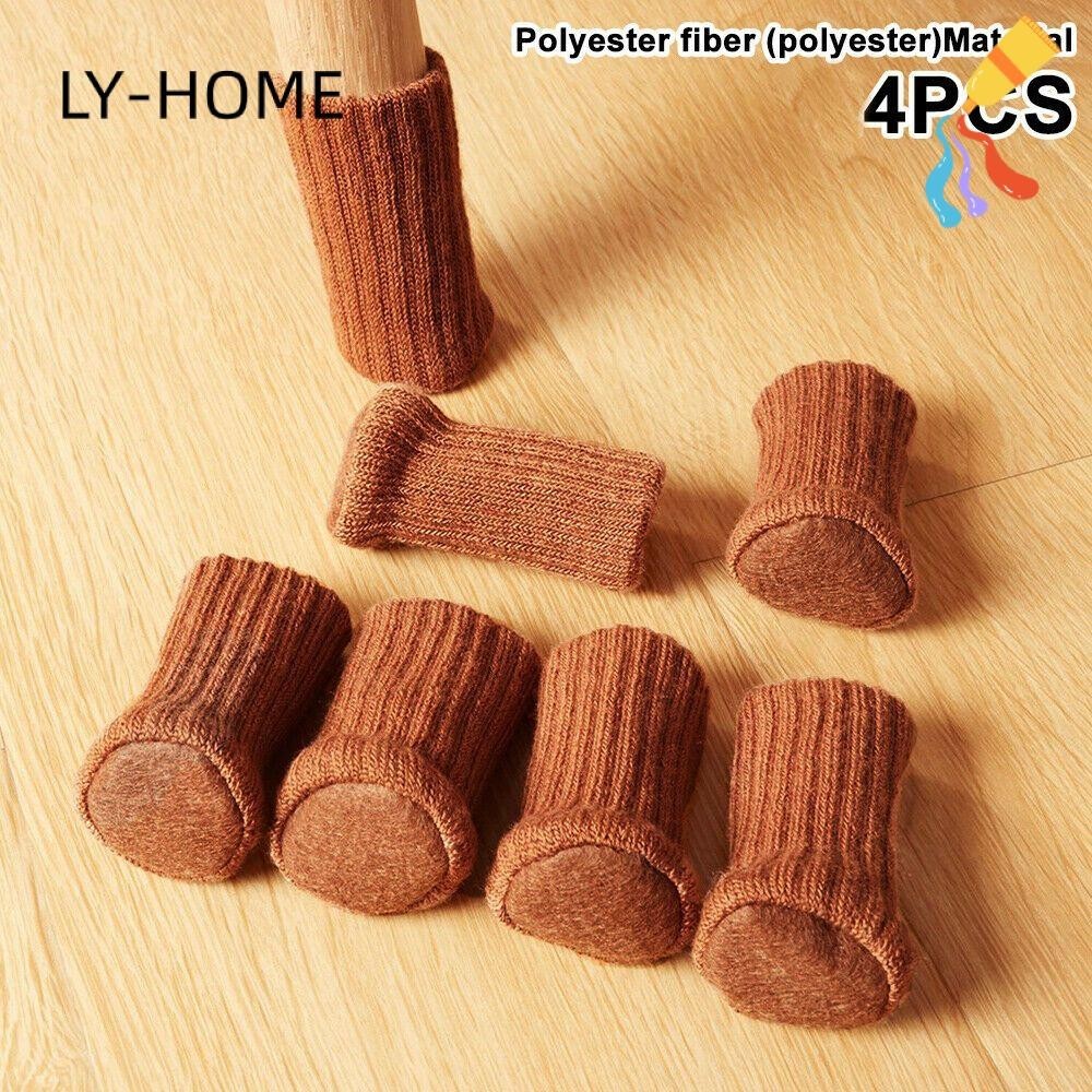 Ly ถุงเท้าโพลีเอสเตอร์ กันลื่น หลากสี สําหรับตกแต่งบ้าน เก้าอี้ เฟอร์นิเจอร์ 4 ชิ้น