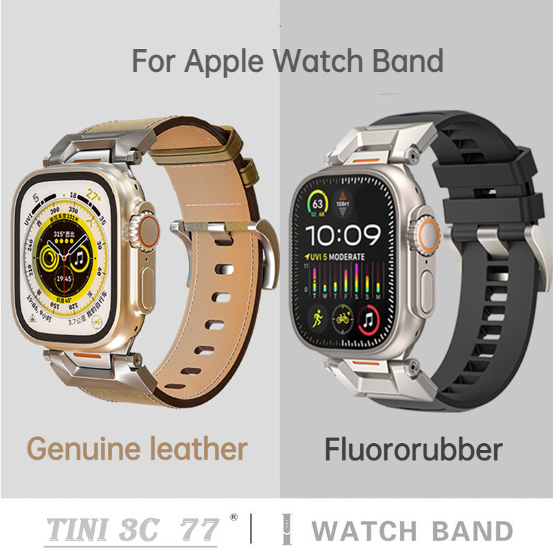 Aw-leather/fluorine สายยางสําหรับ Apple Watch UItra 49mm Series S9 8 7 6 5 4 3 SE Ultra 2 ซิลิโคนกีฬา Watchband iWatch 45 มม.44 มม.สายรัด