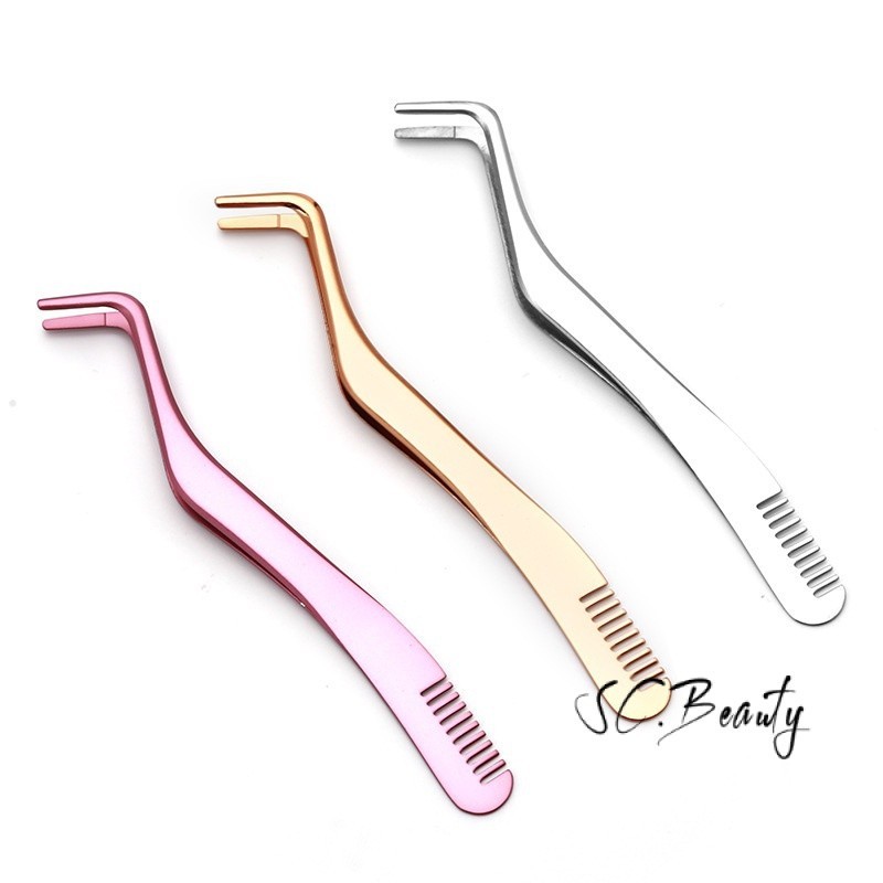 สแตนเลสสตีลขนตาใหม่พร้อมหวี Aid Grafting แหนบขนตาปลอมสวมใส่ขนตาปลอมเครื่องมือความงาม