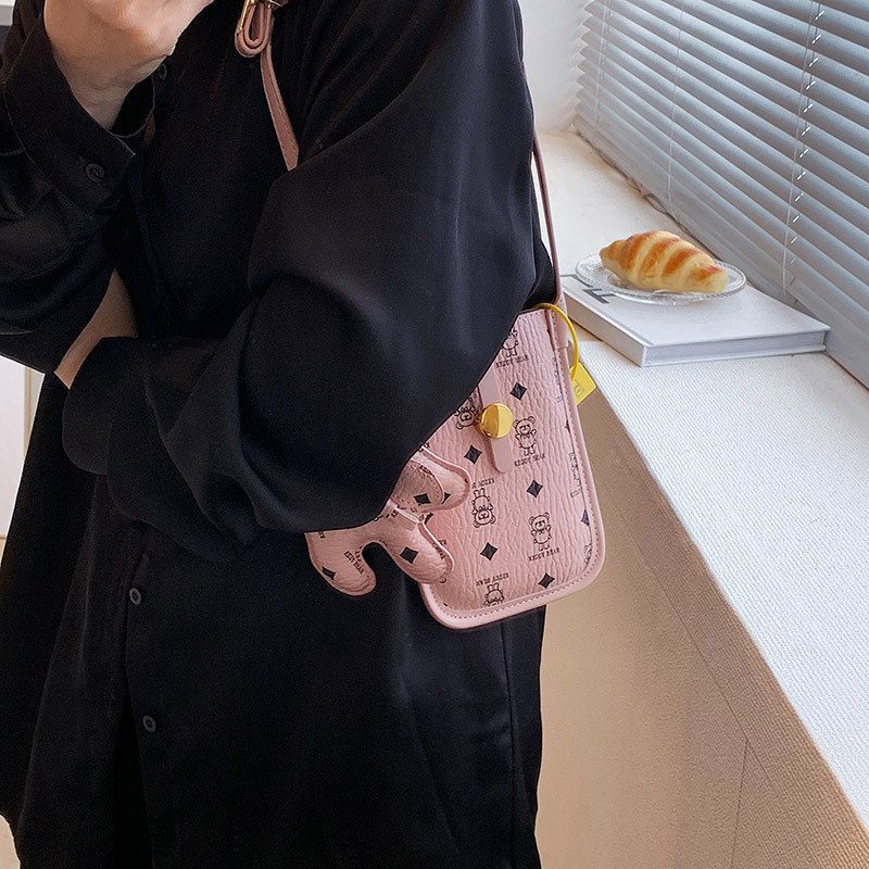 IELGY กระเป๋าโทรศัพท์มือถือสุภาพสตรี All-Match แนวตั้ง Cross-Body กระเป๋าสี่เหลี่ยมเล็กเวอร์ชั่นเกาหลีพิมพ์มินิน่ารักกระเป๋าใบเล็ก