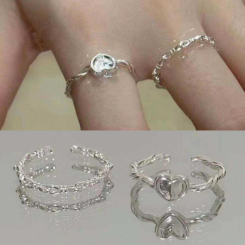 Sweet Cool Girls INS แหวนถักบิดที ่ ถูกที ่ สุดแหวนนิ ้ วหัวใจเครื ่ องประดับเป ็ นของขวัญ