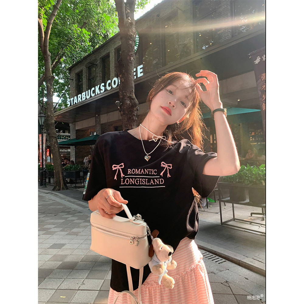 （จัดส่งตลอด 24 ชั่วโมง）OOOK เสื้อยืดแขนสั้น ผ้าฝ้าย ทรงหลวม แฟชั่นฤดูร้อน สําหรับผู้หญิง