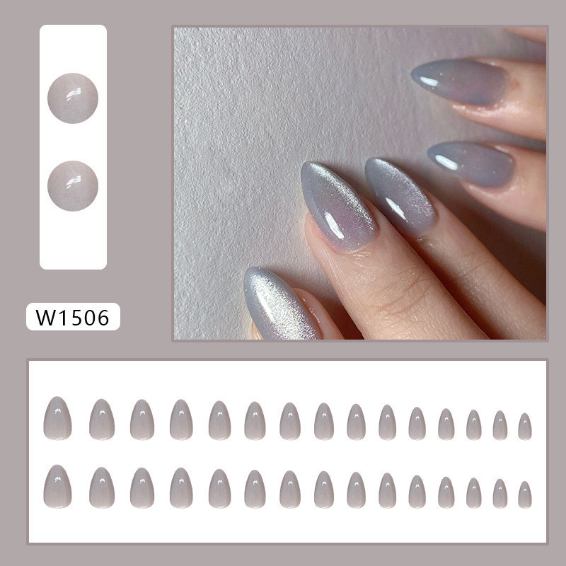 เล ็ บปลอมตาแมวสีทึบ , เล ็ บทนต ่ อการสึกหรอ , เล ็ บมนุษย ์ อัลมอนด ์ , สีเทา W1506