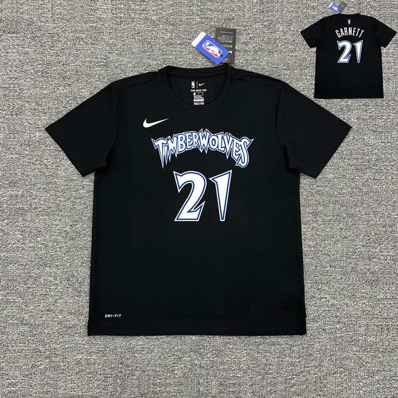 Nba Minnesota Forest Wolves Retro Jersey Kevin Garrett Kyle Anderson Downsloth Russell Star Warm-Up การฝึกอบรมเสื้อยืดอเมริกันQuick-Upชุดยิง