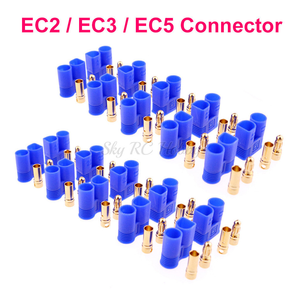 SK EC2 EC3 EC5 Male Female Type Battery Connector Golden Battery Connector Banana Bullet Plug For RC