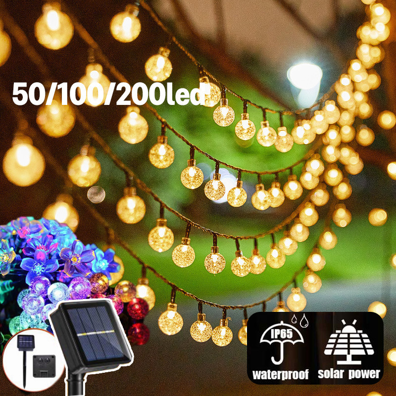 พร้อมส่ง🏡💡ไฟตกแต่ง โซล่าเซลล์ โคมไฟ 20/30/50/100 LED ประหยัดไฟมาก ทนแดด ทนฝน ไฟตกแต่งสวนและกลางแจ้ง