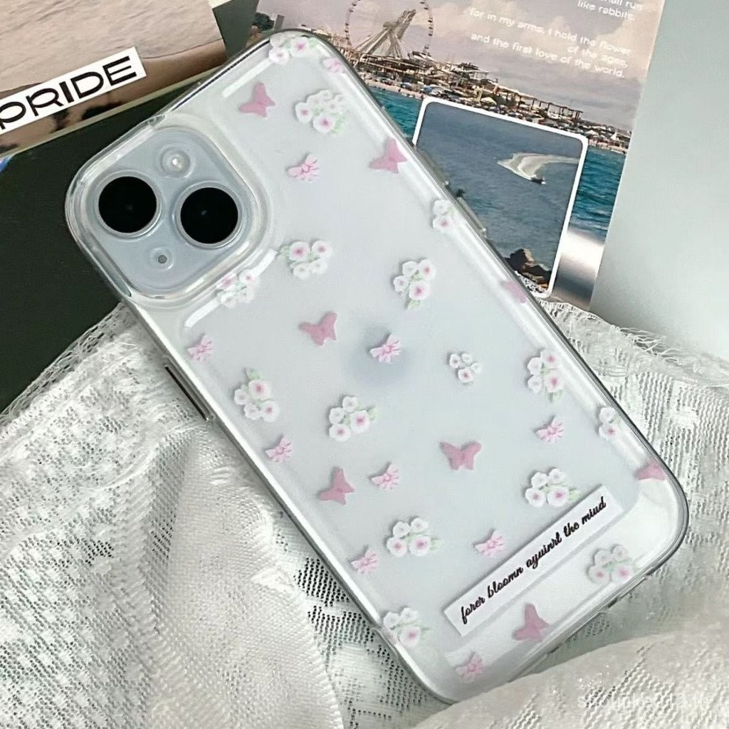 Pink Butterfly Apple 15/14promax เคสโทรศัพท ์ 12/11 รวมทุกอย ่ าง xr/xsmax ทนต ่ อแรงกระแทก 7/8plus RSED