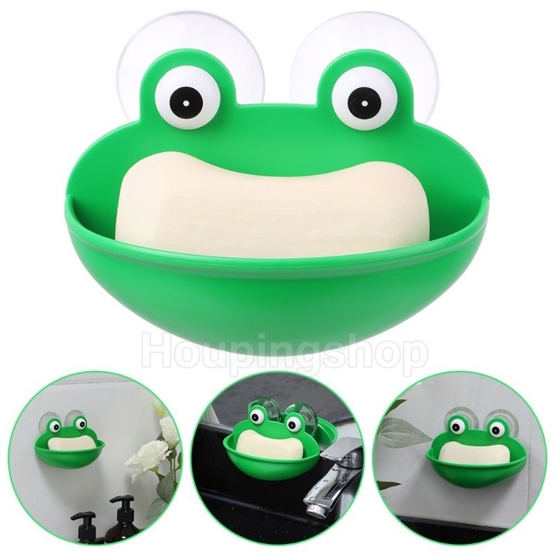 Creative Frog กล ่ องสบู ่ Hollow ผู ้ ถือห ้ องน ้ ําท ่ อระบายน ้ ําสบู ่ กล ่ องดูดถ ้ วยผู ้ ถือสบู ่ Punch-ฟรีดูดถ ้ วยน ่ ารักแขวนผนัง Rack