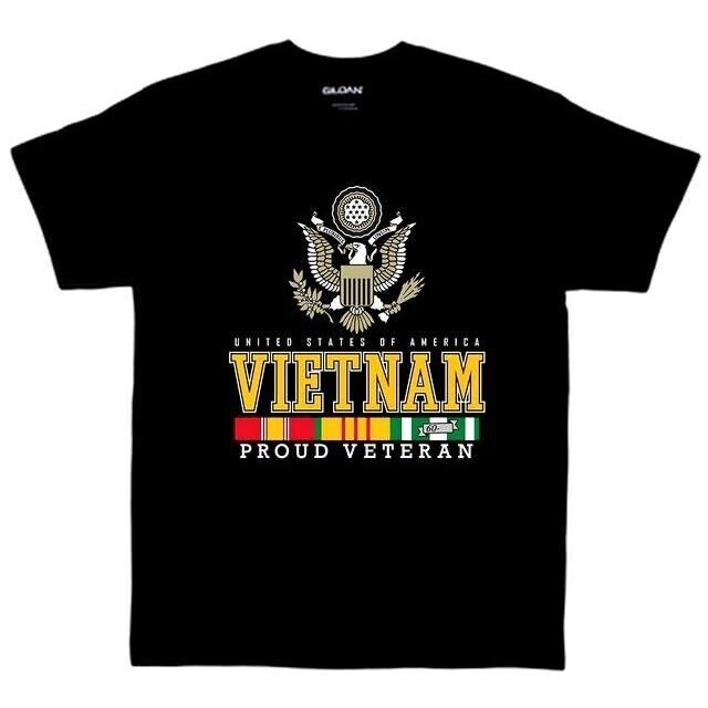 Veteran Eagle- เสื้อยืดเวียดนามสีดํา Gildan Heavy Cotton