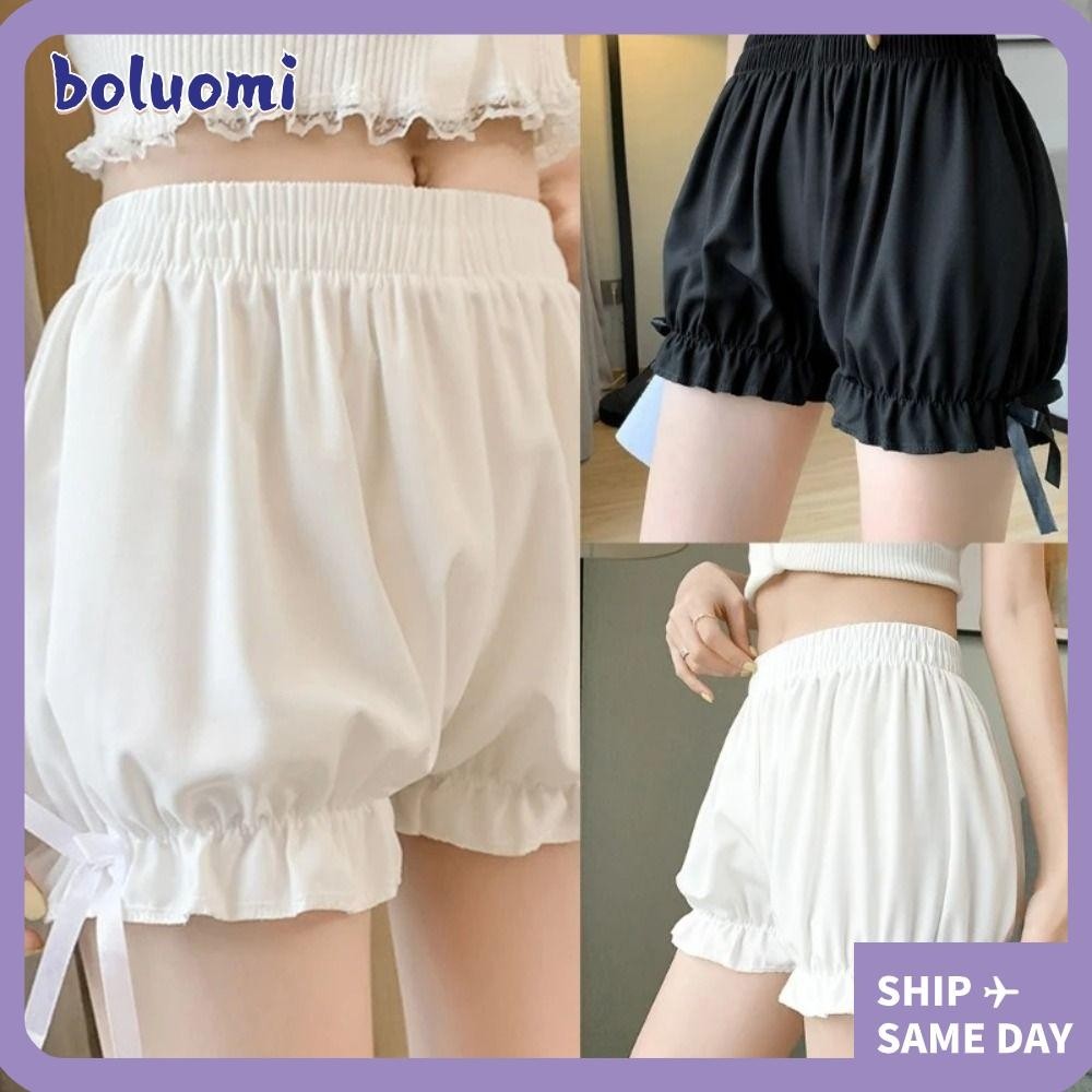 Bolumi กางเกงนิรภัยบาง, ลูกไม้ Bowknot Anti-exposure กางเกงขาสั้น, ความคิดสร้างสรรค์บางกางเกงขายาวความปลอดภัยผู้หญิง Bloomers Ruffle