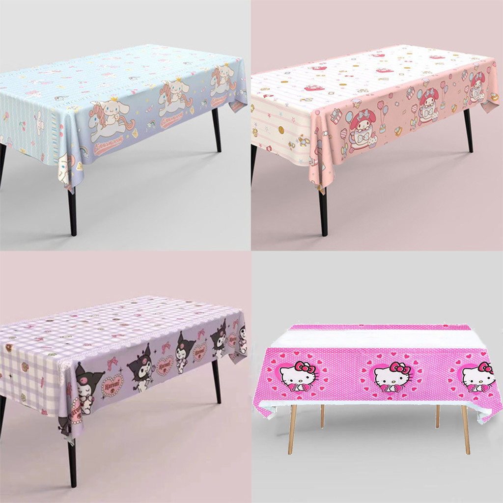 1 ชิ้นขนาดใหญ่การ์ตูน Sanrio Kuromi Cinnamoroll Melody Happy Baby Shower ตกแต่งพลาสติก Tablecover ชายหญิงโปรดปรานวันเกิดเหตุการณ์พรรคผ้าปูโต๊ะ