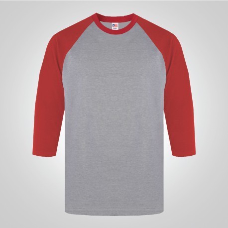 NSA - ผ้าขี้ริ้วคอตตอนพรีเมี่ยม 3/4 7260 สปอร์ต สีเทา/แดง