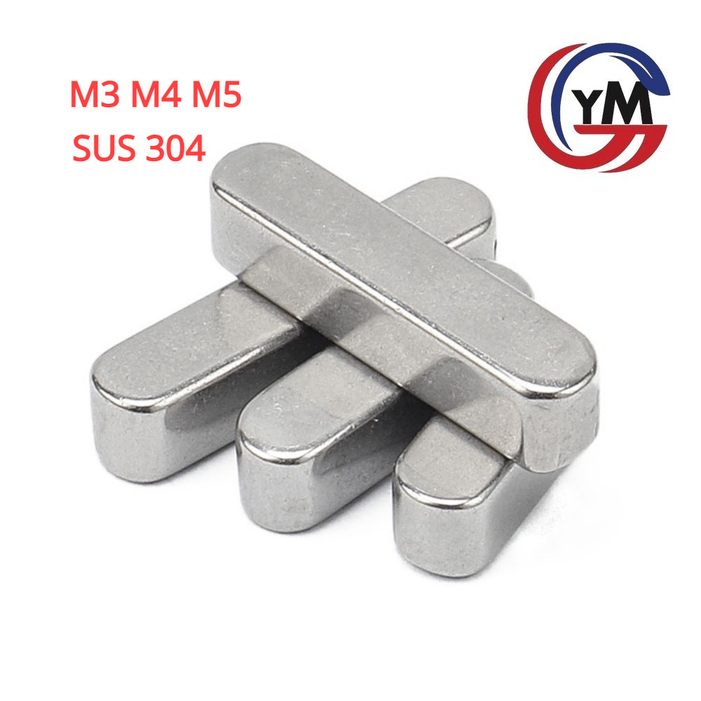 [YMH] 304 สแตนเลสหมุดกุญแจแบนมุมกลมขากุญแจสแควร์แถบกุญแจวัสดุ GB1096 A-Type Key Slot Pin Two-End ครึ่งวงกลม Square Key Strip M3M4M5