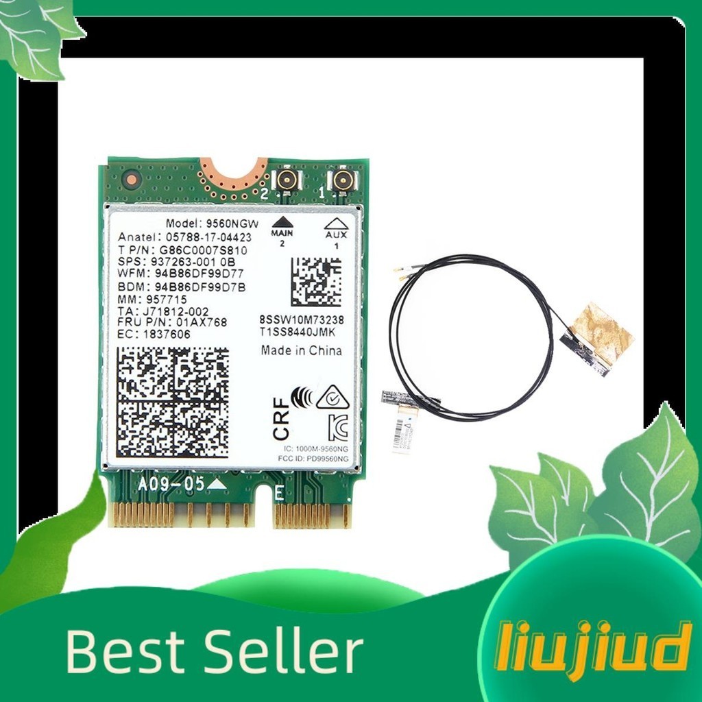liujiud.th9560NGW การ์ด WiFi + เสาอากาศ 1730Mbps ไร้สาย AC 9560 Dual Band 2.4G+5G BT 5.0 802.11Ac M.2 CNVI 9560NGW อะแดปเตอร์ไร้สาย