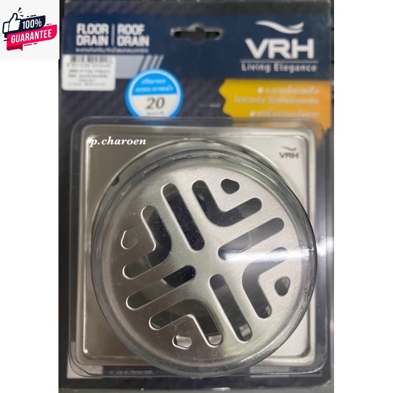 VRHตะแกรงหัวน้ำฝนทรงสี่เหลี่ยมฝากลมFUVHU-W001GS
