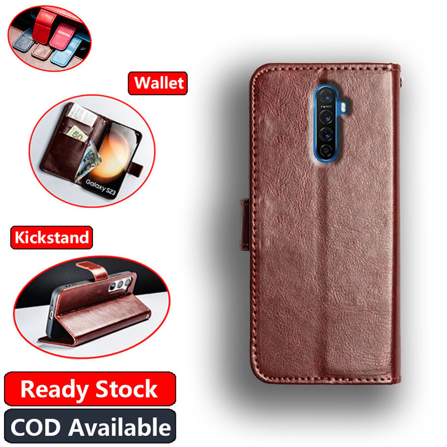Realme X2 Pro Reno ACE RMX1931 Vintage Classic Leather Wallet Folio Case Flip Notebook Style Cover Magnetic Closed Kickstand Card Slots