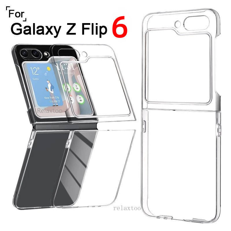 สําหรับ Samsung Galaxy Z Flip5 Flip4 Flip6 5G ZFlip5 ZFlip4 ZFlip6 Ultra Slim โปร ่ งใสใส Hard PC เคสโทรศัพท ์ ฝาหลังสําหรับ Samsung Z Flip 5 4 6 5G Shockprooof ป ้ องกันปลอก