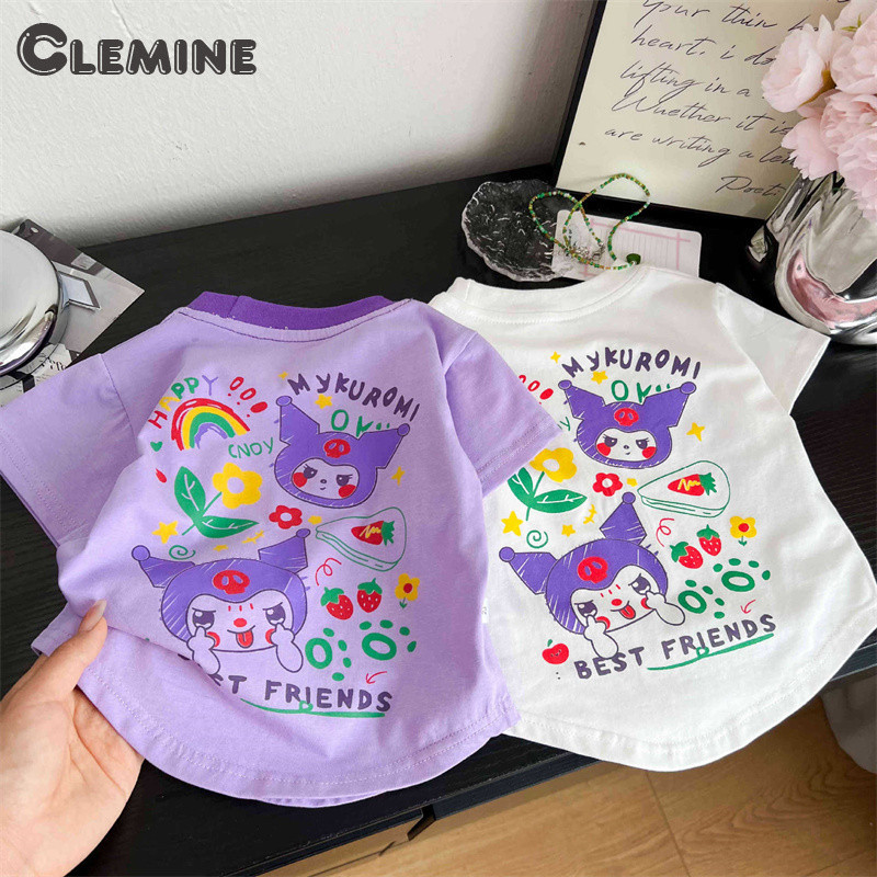 Clemine สาวฤดูร้อนแขนสั้นเสื้อยืดเด็กสาวผ้าฝ้ายบริสุทธิ์พิมพ์การ์ตูนเสื้อผ้าเด็ก