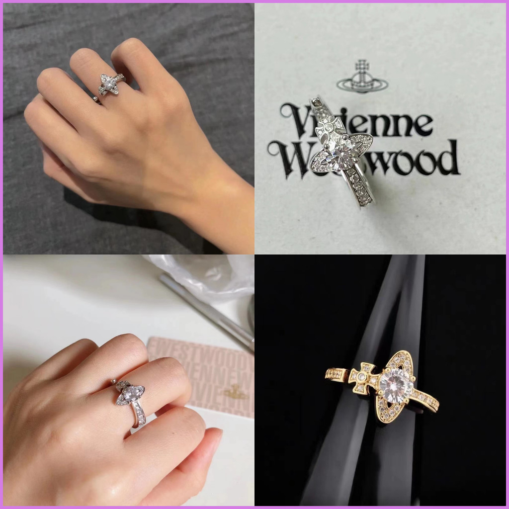 Vivienne WESTWOOD Saturn ชุดแหวนเพทายประกาย Planet เปิดแหวนหรูหราเครื ่ องประดับของขวัญวันวาเลนไทน ์ 8897
